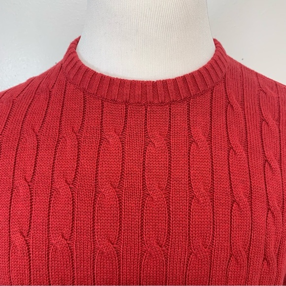 Jos A Bank Chunky Crew Neck Sweater Men Medium Red 100% Cotton Business Casual - Picture 2 of 10